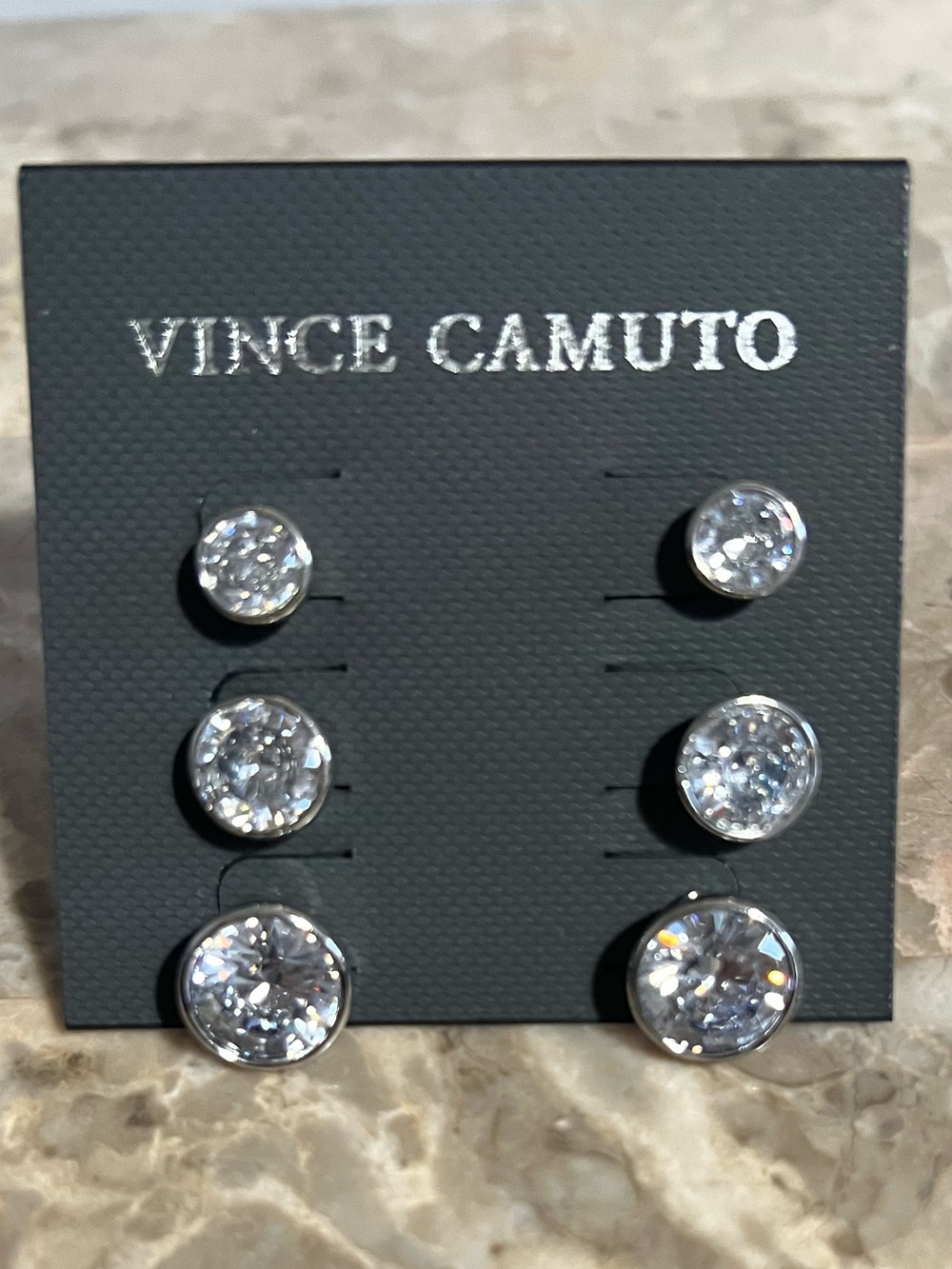 Vince Camuto 3-Pair Clear Crystal Stud Earring Trio NWT